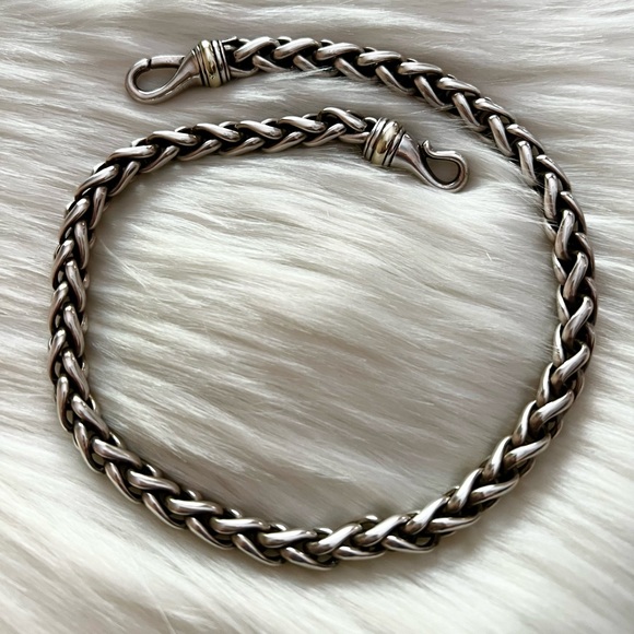 David Yurman wheat chain necklace w/ 14k yellow gold - Picture 2 of 10